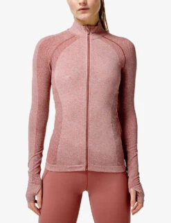 Sweaty Betty Athlete Seamless Zip-up Stretch-woven Top -Ted Baker Store R04127296 BEACONRED ALT02