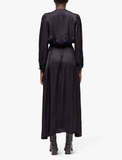 THE KOOPLES Open-collar Elasticated-waist Woven Midi Dress -Ted Baker Store R04127749 BLA01 ALT03