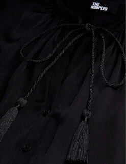 THE KOOPLES Open-collar Elasticated-waist Woven Midi Dress -Ted Baker Store R04127749 BLA01 ALT04