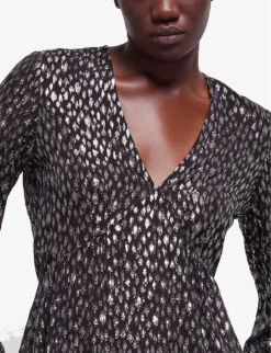 THE KOOPLES Metallic-print Leopard-pattern Woven Blouse 11 THE KOOPLES Metallic-print Leopard-pattern Woven Blouse -Ted Baker Store R04127937 SIL01 ALT04