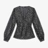 THE KOOPLES Metallic-print Leopard-pattern Woven Blouse -Ted Baker Store R04127937 SIL01 M