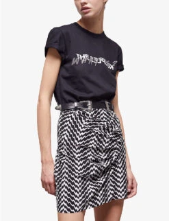 THE KOOPLES Graphic-print Draped Woven Mini Skirt -Ted Baker Store R04127943 BLA09 ALT02