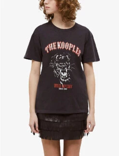 THE KOOPLES Tiger Screen-print Cotton-jersey T-shirt -Ted Baker Store R04129060 BLA55 ALT02