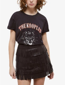 THE KOOPLES Tiger Screen-print Cotton-jersey T-shirt -Ted Baker Store R04129060 BLA55 ALT04