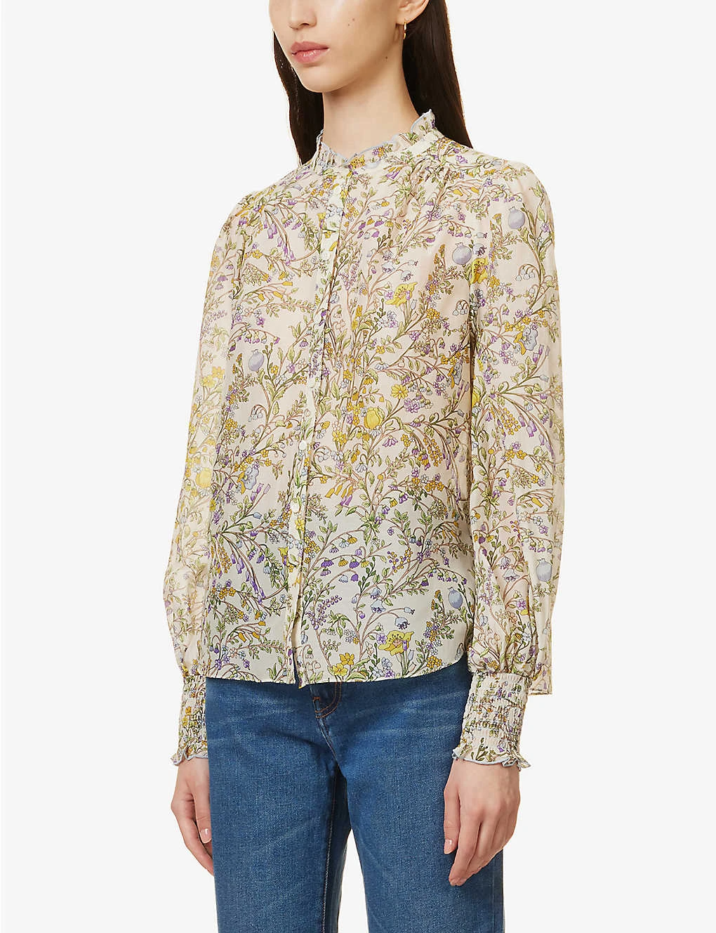 ME AND EM Bluebell-print Cotton And Silk-blend Blouse 5 ME AND EM Bluebell-print Cotton And Silk-blend Blouse - Image 3