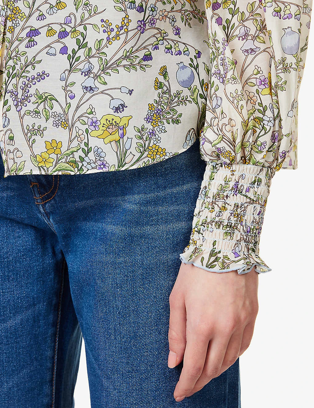 ME AND EM Bluebell-print Cotton And Silk-blend Blouse 7 ME AND EM Bluebell-print Cotton And Silk-blend Blouse - Image 5