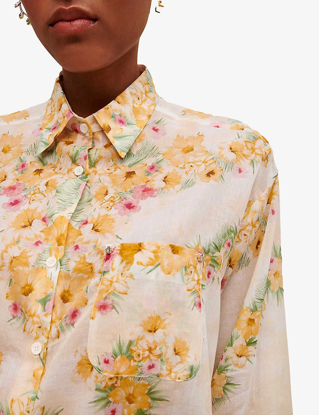 Maje Floral Print Cotton Shirt 7 Maje Floral Print Cotton Shirt - Image 5