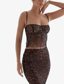 Jacinta Floral Stretch-lace Cami Top -Ted Baker Store R04130774 BLACK ALT02