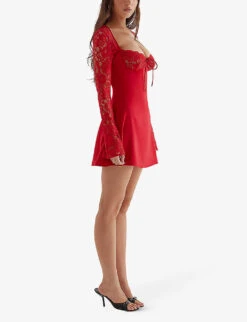 Jennica Underwired-cup Stretch-lace And Satin Mini Dress -Ted Baker Store R04130775 REDROSE ALT02
