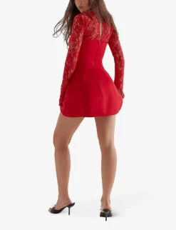 Jennica Underwired-cup Stretch-lace And Satin Mini Dress -Ted Baker Store R04130775 REDROSE ALT03