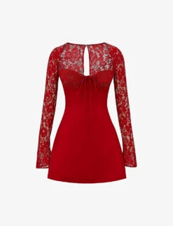 Jennica Underwired-cup Stretch-lace And Satin Mini Dress