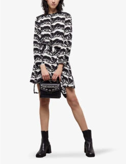 THE KOOPLES Panther-print Belted-waist Woven Mini Dress -Ted Baker Store R04131155 BLA28 ALT01