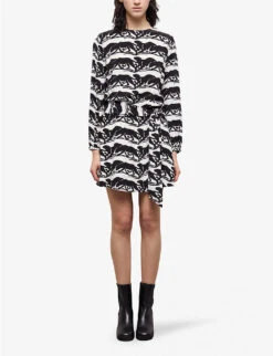 THE KOOPLES Panther-print Belted-waist Woven Mini Dress -Ted Baker Store R04131155 BLA28 ALT02