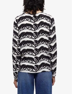 THE KOOPLES Panther-print Relaxed-fit Woven Top -Ted Baker Store R04131156 BLA28 ALT03