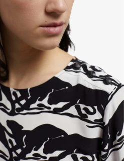 THE KOOPLES Panther-print Relaxed-fit Woven Top -Ted Baker Store R04131156 BLA28 ALT04