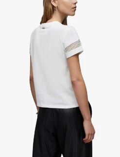 AllSaints Lina Lace-trim Cotton T-shirt 10 AllSaints Lina Lace-trim Cotton T-shirt -Ted Baker Store R04131318 OPTICWHITE ALT03