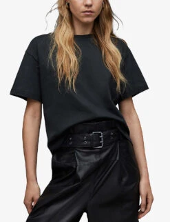 AllSaints Cygni Cut-out Organic-cotton T-shirt -Ted Baker Store R04131319 WASHEDBLACK ALT02