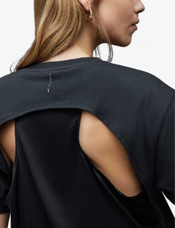 AllSaints Cygni Cut-out Organic-cotton T-shirt -Ted Baker Store R04131319 WASHEDBLACK ALT04