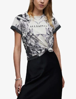 AllSaints Pattie Anna Floral-print Organic-cotton T-shirt -Ted Baker Store R04131320 ECRUWHITEBLA ALT02