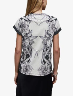 AllSaints Pattie Anna Floral-print Organic-cotton T-shirt -Ted Baker Store R04131320 ECRUWHITEBLA ALT03
