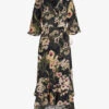 AllSaints Delana Francoise Floral-print Regular-fit Woven Midi Dress -Ted Baker Store R04131325 DARKKHAKIGRE M