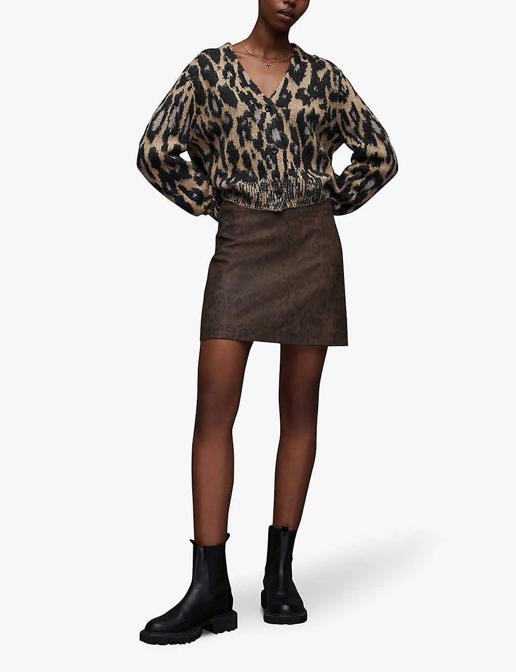 AllSaints Lila Leopard-print Leather Mini Skirt 4 AllSaints Lila Leopard-print Leather Mini Skirt - Image 2