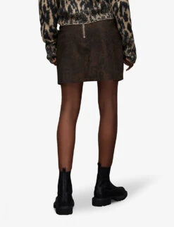 AllSaints Lila Leopard-print Leather Mini Skirt 10 AllSaints Lila Leopard-print Leather Mini Skirt -Ted Baker Store R04131349 BROWN ALT03