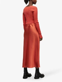AllSaints Sassi Scoop-neck Adjustable-strap Woven Midi Dress 10 AllSaints Sassi Scoop-neck Adjustable-strap Woven Midi Dress -Ted Baker Store R04132654 CLAYRED ALT03