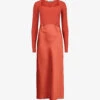 AllSaints Sassi Scoop-neck Adjustable-strap Woven Midi Dress -Ted Baker Store R04132654 CLAYRED M