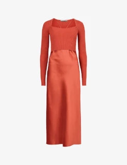 AllSaints Sassi Scoop-neck Adjustable-strap Woven Midi Dress