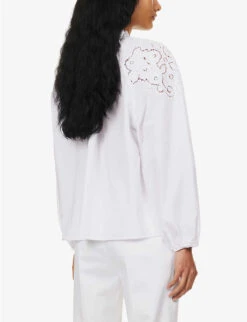 By Malina Margaux Ruffle-trim Cotton Shirt -Ted Baker Store R04133230 WHITE ALT03