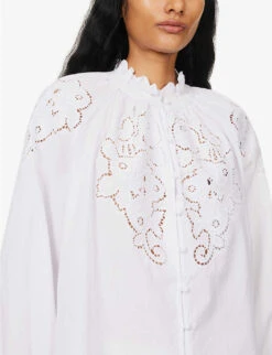 By Malina Margaux Ruffle-trim Cotton Shirt -Ted Baker Store R04133230 WHITE ALT04