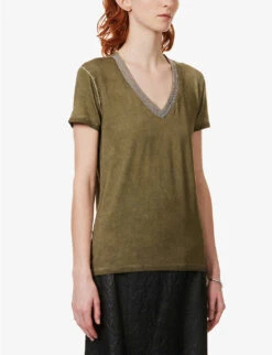 Ikks Embellished-neckline Stretch-woven Top -Ted Baker Store R04133236 KHAKIGREEN ALT02