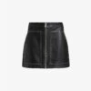 AllSaints Cleo Zip-front Leather Mini Skirt -Ted Baker Store R04133435 BLACK M