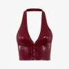 Ariadne Halter Neck Latex Cropped Top -Ted Baker Store R04133534 MERLOT M