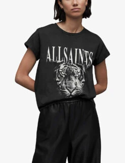 AllSaints Anna Trinity Graphic-print Short-sleeve Organic-cotton T-shirt -Ted Baker Store R04134785 WASHEDBLACK ALT02