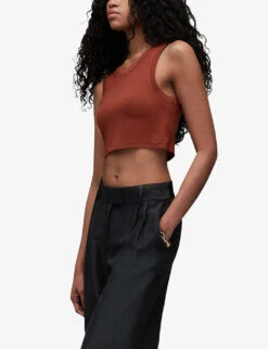 AllSaints Rina Cropped Stretch-lyocell TENCEL™ Top 9 AllSaints Rina Cropped Stretch-lyocell TENCEL™ Top -Ted Baker Store R04134790 RUSTBROWN ALT02
