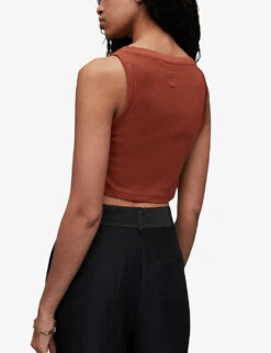 AllSaints Rina Cropped Stretch-lyocell TENCEL™ Top 10 AllSaints Rina Cropped Stretch-lyocell TENCEL™ Top -Ted Baker Store R04134790 RUSTBROWN ALT03