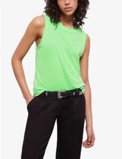 THE KOOPLES Embroidered-logo Sleeveless Cotton T-shirt -Ted Baker Store R04135417 GRN76 ALT02