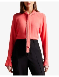 Ted Baker Julinaa Rouleaux-tie Woven Top -Ted Baker Store R04135847 CORAL ALT02