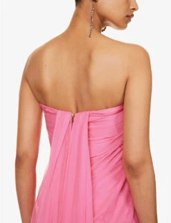 Alexander McQueen Flared-hem Corset-bodice Silk Maxi Dress -Ted Baker Store R04136202 SUGARPINK ALT04