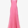 Alexander McQueen Flared-hem Corset-bodice Silk Maxi Dress 1 Alexander McQueen Flared-hem Corset-bodice Silk Maxi Dress -Ted Baker Store R04136202 SUGARPINK M