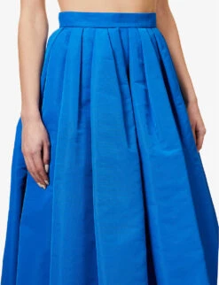 Alexander McQueen High-waist Pleated Shell Midi Skirt -Ted Baker Store R04136229 GALACTICBLUE ALT04