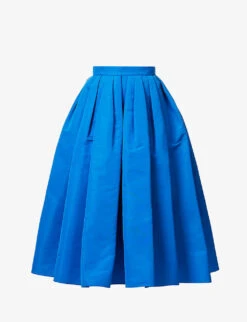 Alexander McQueen High-waist Pleated Shell Midi Skirt