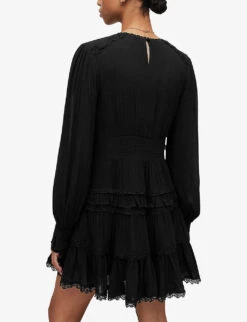 AllSaints Zora Ruffled Woven Mini Dress -Ted Baker Store R04136396 BLACK ALT03