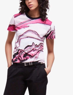 THE KOOPLES Marble-print Short-sleeve Cotton T-shirt -Ted Baker Store R04136818 WHI13 ALT02