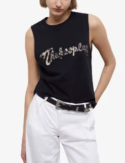 THE KOOPLES Snake-print Logo Cotton T-shirt -Ted Baker Store R04137033 BLA01 ALT02