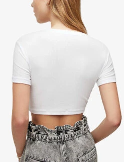 AllSaints Tina Cropped Slim-fit Stretch-woven T-shirt -Ted Baker Store R04137057 OPTICWHITE ALT03