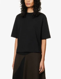 Vince Wide-sleeve Boxy-fit Cotton-jersey T-shirt -Ted Baker Store R04137204 BLACK ALT02