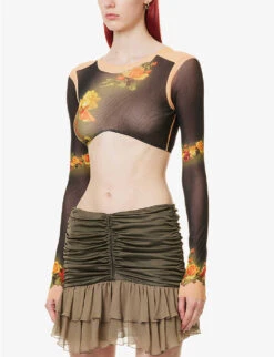 Jean Paul Gaultier Floral-print Slim-fit Woven Top -Ted Baker Store R04137653 BEIGEBLACK ALT02